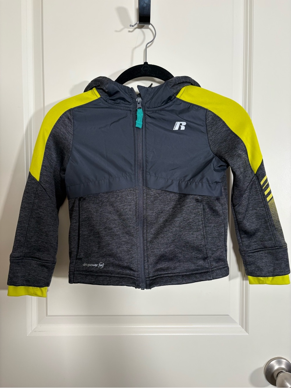 Russ Kids Charcoal Gray & Neon Yellow Hooded Rashguard Jacket